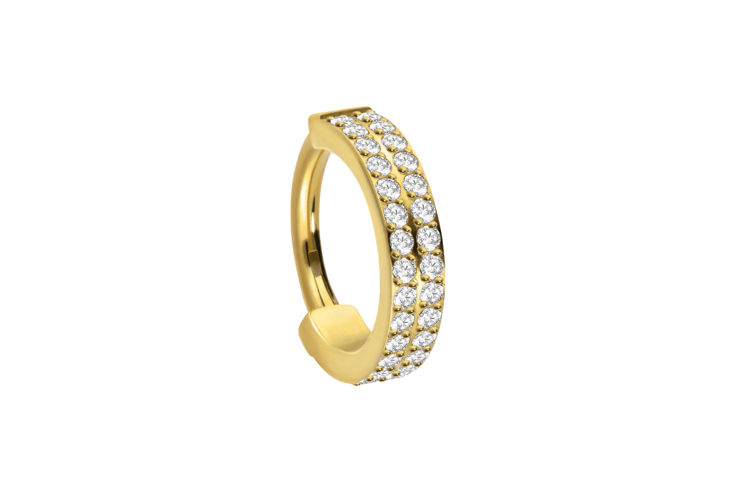 Titan Segmentring Clicker Piercing ZWEI EINGEFASSTE KRISTALLREIHEN